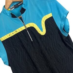 JAMIE SADOCK Women's M Blue 1/4 Zip Textured Performance Wicking Golf Polo Shirt